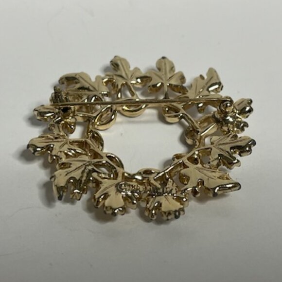 VTG Sarah Coventry "Garland" Two-Tone Silver/Gold Leaf Wreath Brooch Pin 1.75" - Picture 2 of 12